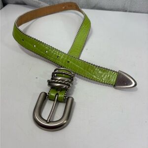 Leatherock Lime Green Genuine Leather Belt with Silver Accents size M